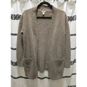 L.L. Bean light brown boucle long sleeve open front cardigan pockets size small